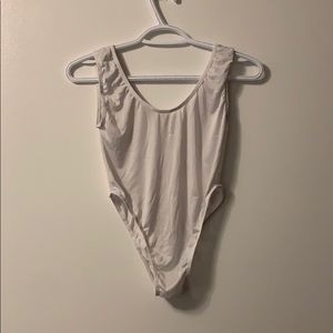 See through body suit white